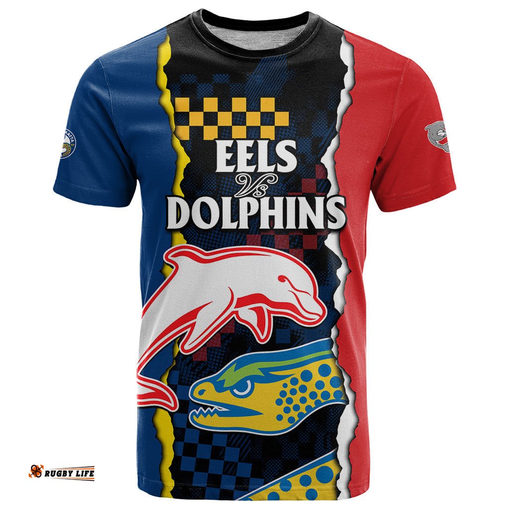 nrl combine dolphins and parra eels t shirt simple style