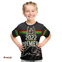 custom text and number panthers proud t shirt back to back premiers 2022 version black