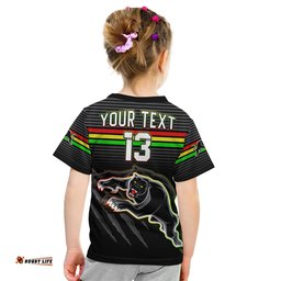 custom text and number panthers proud t shirt back to back premiers 2022 version black