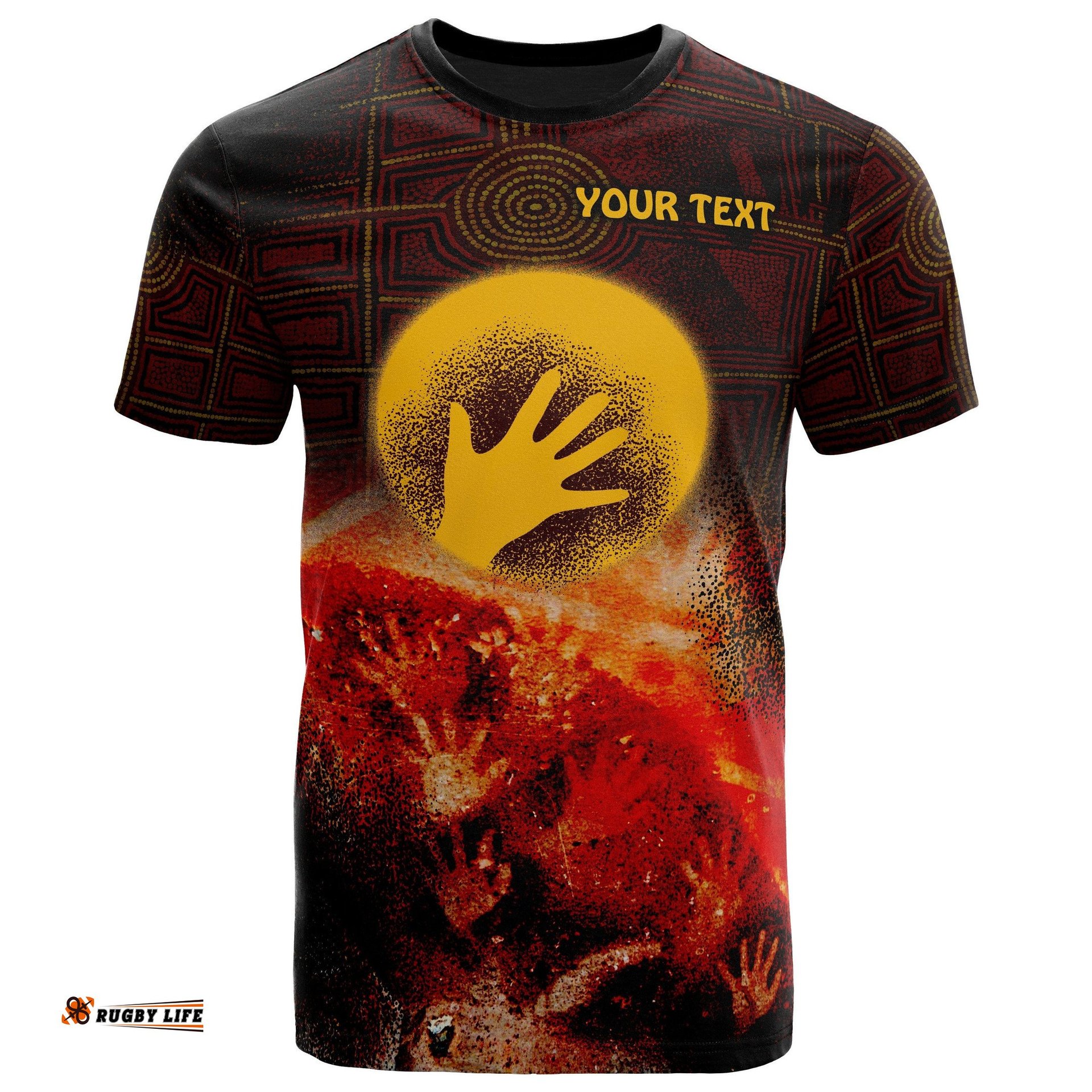 custom aboriginal t shirts indigenous flag hand art