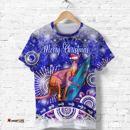 australian kangaroo christmas t shirt original style blue