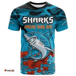 sharks anzac 2023 t shirt camouflage poppy mix aboriginal