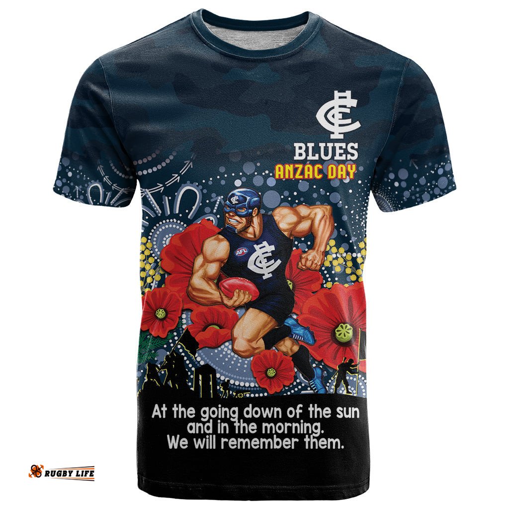 custom blues football anzac t shirt gallipoli camouflage with poppies