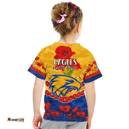west coast eagles football anzac t shirt lest we forget