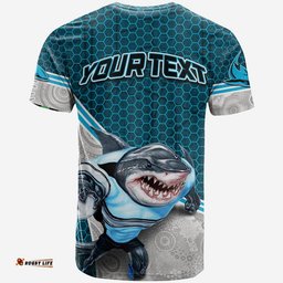 custom personalised sharks rugby t shirt mix aboriginal simple
