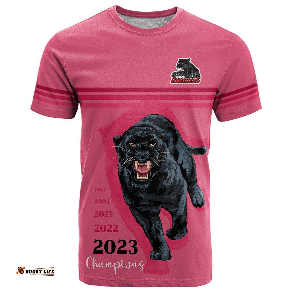 custom panther premierships t shirt go champions 2023 pink simple style