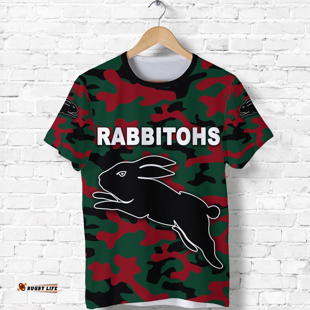 south sydney rabbitohs t shirt anzac day camouflage vibes