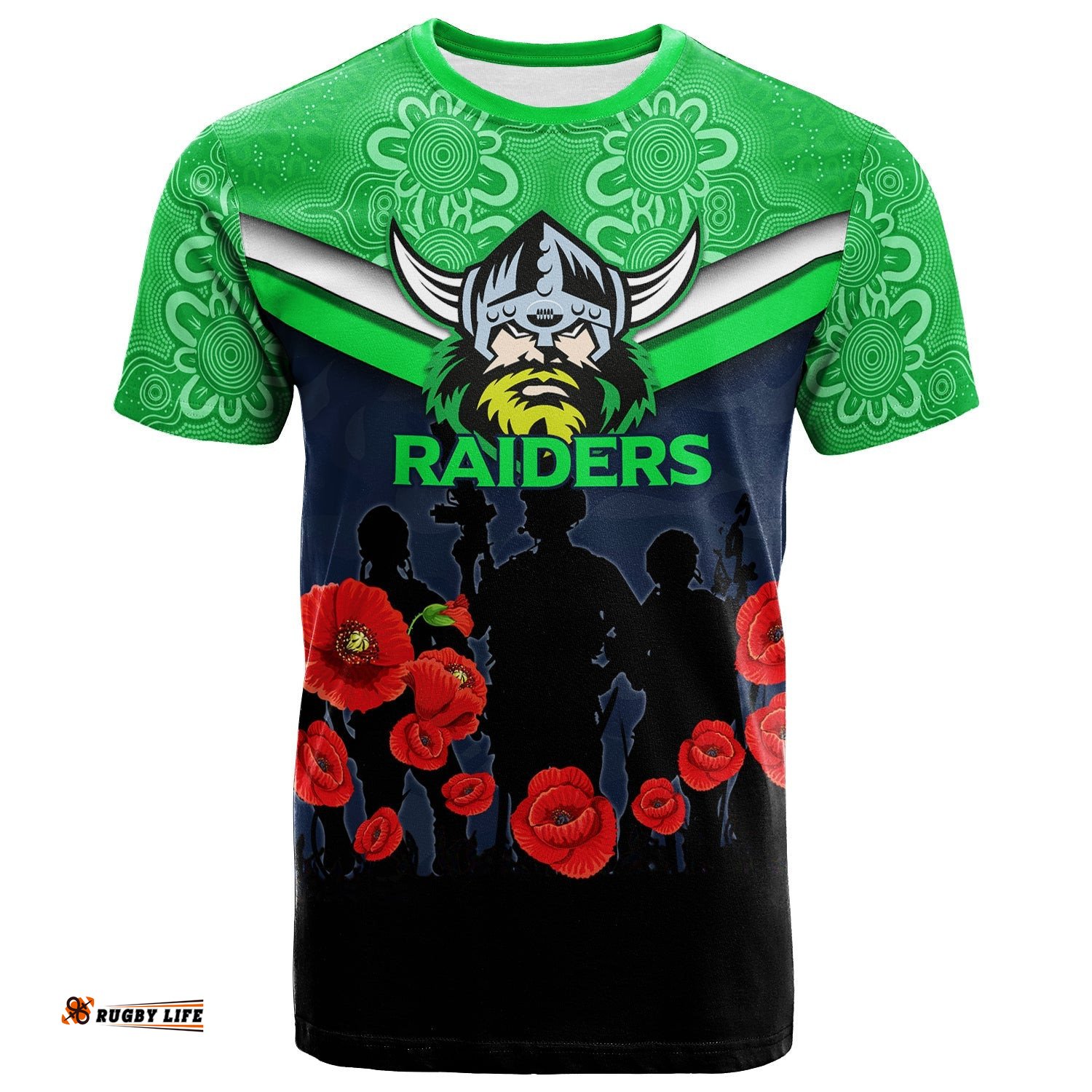 canberra raiders anzac day t shirt indigenous art