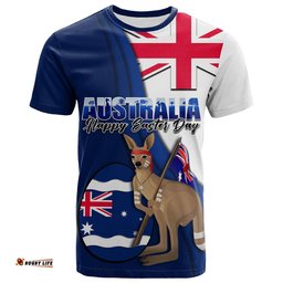 australia easter day t shirt kangaroo with egg flag style