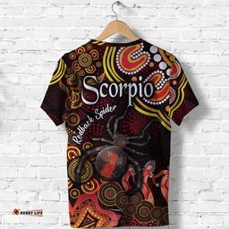 australian astrology t shirt scorpio redback spider zodiac aboriginal vibes red