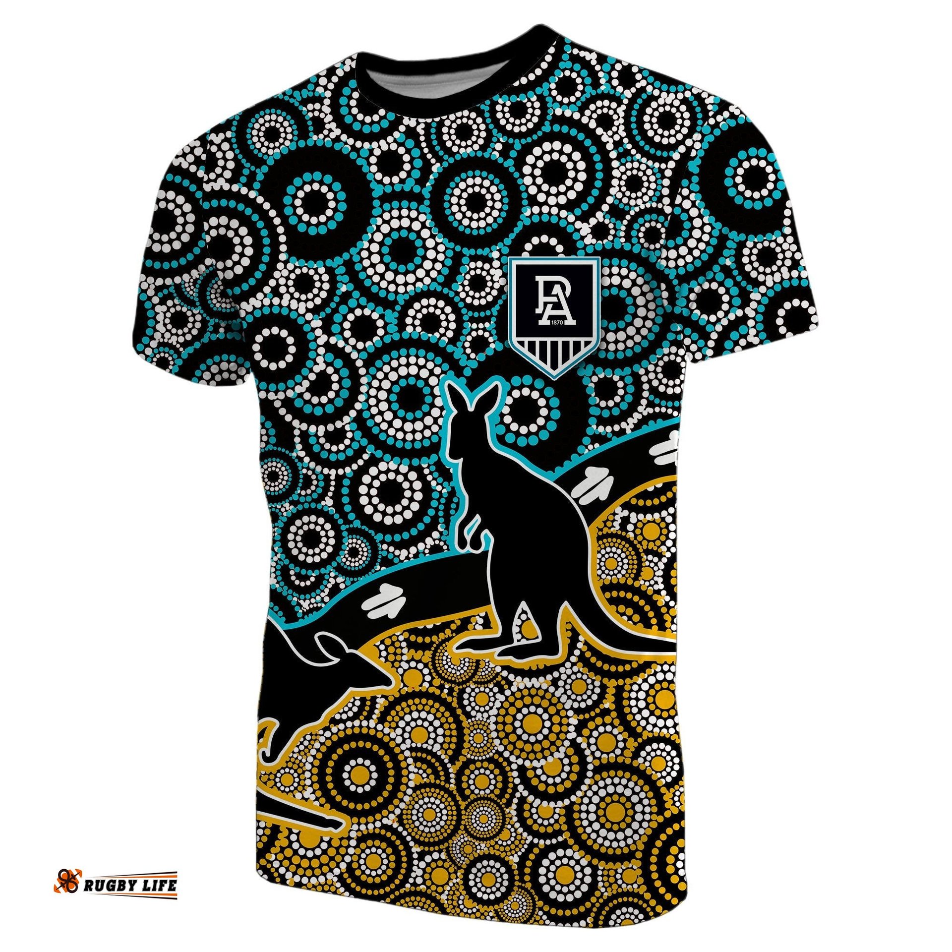 custom personalised port adelaide t shirt power aboriginal circles