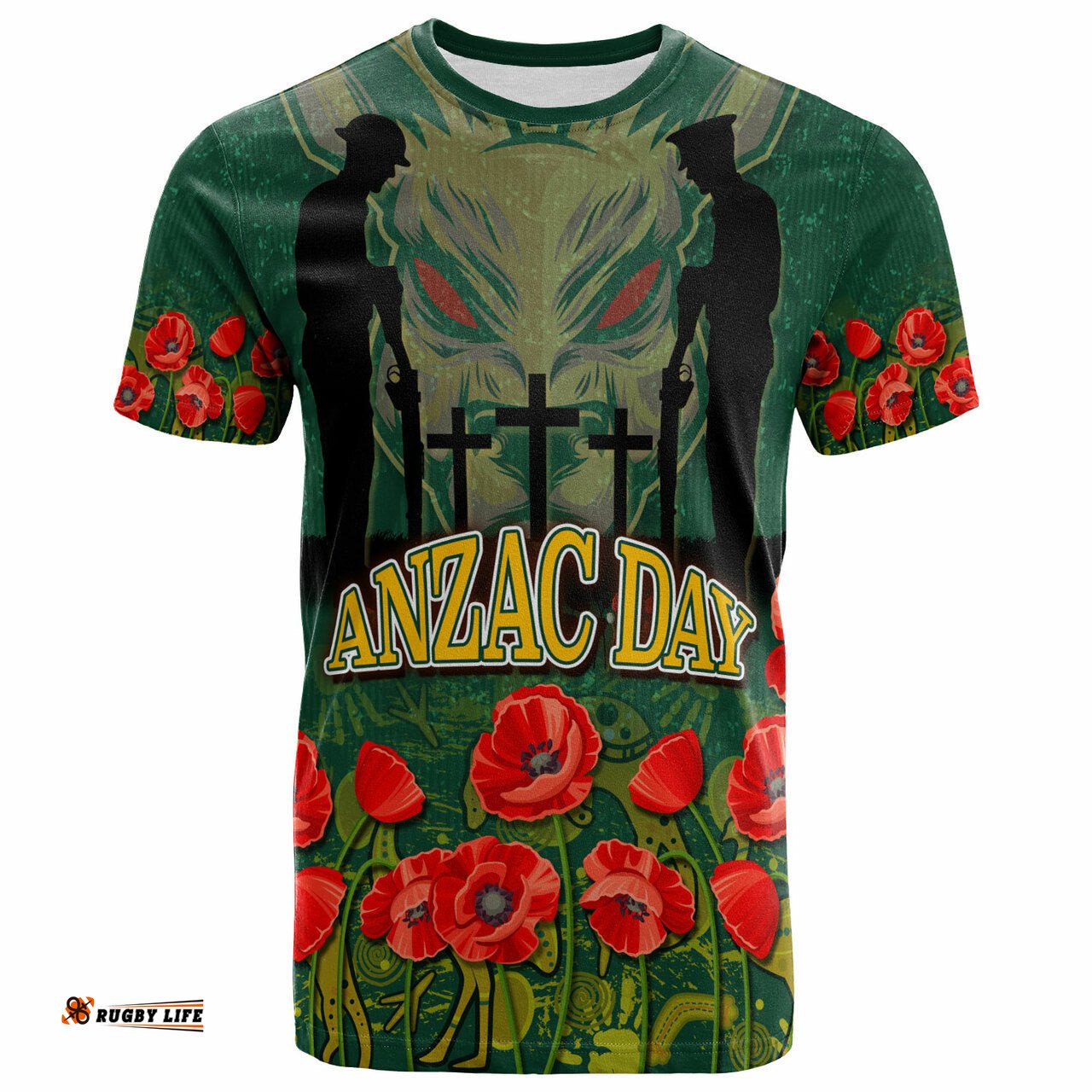 wallabies rugby t shirt custom anzac wallabies aboriginal with animals t shirt 0