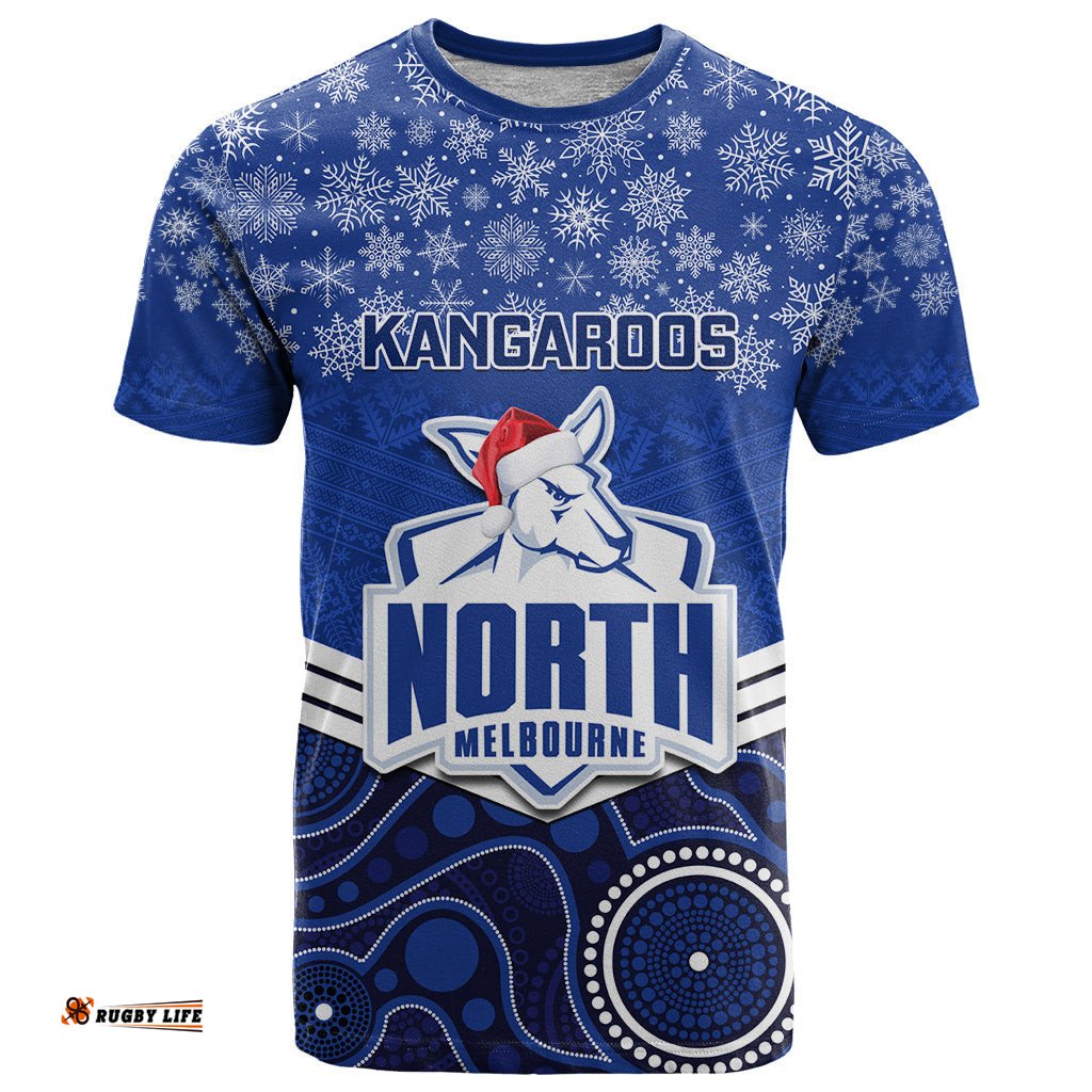 custom north melbourne football christmas t shirt merry xmas 2023 mix aboriginal art