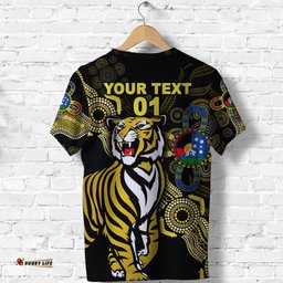custom personalised richmond tigers t shirt naidoc heal country! heal our nation indigenous vibes custom text and number