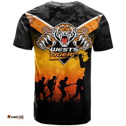 wests tigers anzac day indigenous art t shirt