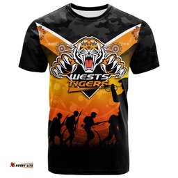 wests tigers anzac day indigenous art t shirt