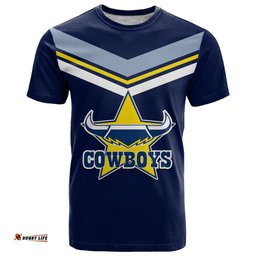 custom text and number nrl cowboys t shirt new jersey 2023 blue