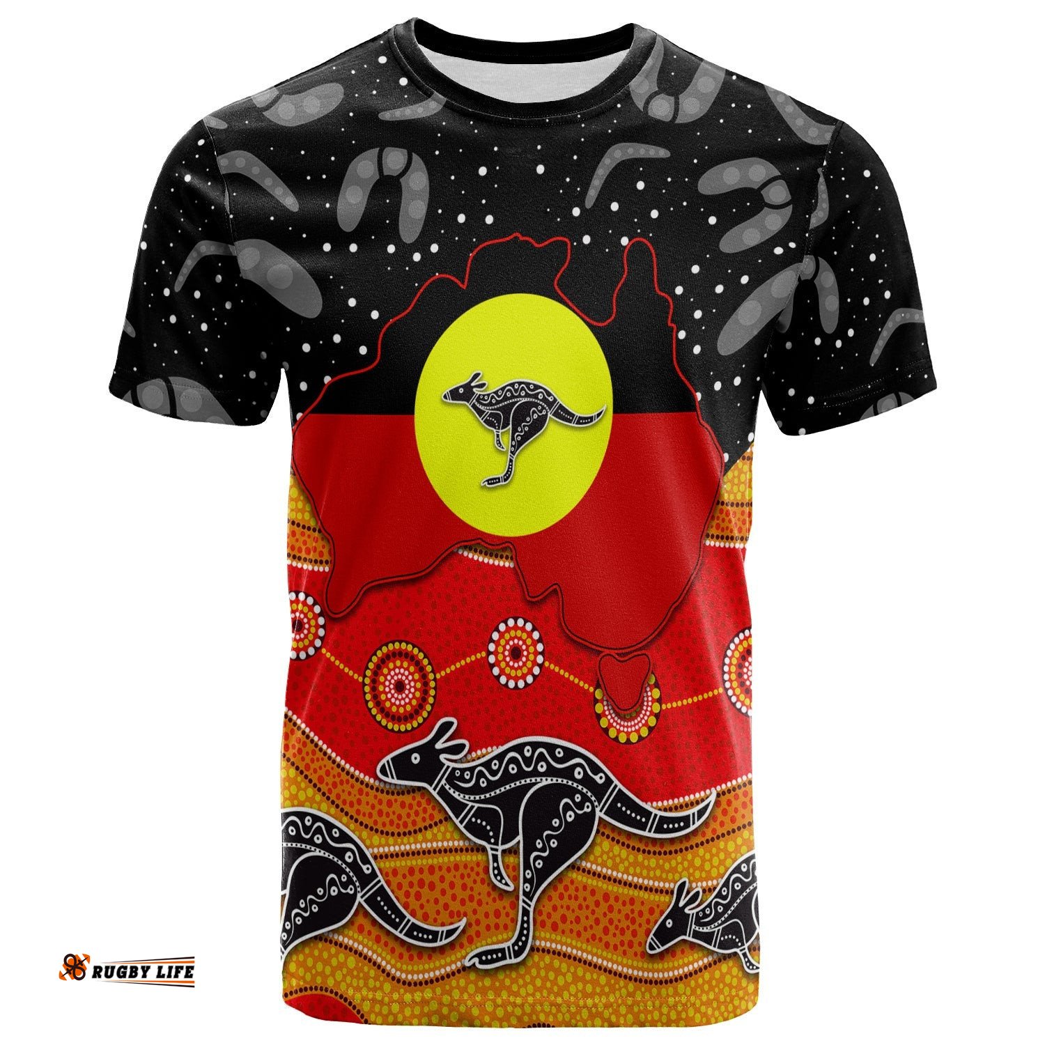 aboriginal flag t shirt map aussie