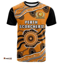 custom text and number perth scorchers cricket t shirt aboriginal painting