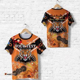 custom personalised wests t shirt tigers indigenous naidoc heal country! heal our nation orange no.1