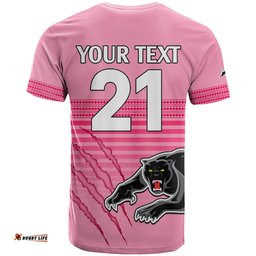 custom text and number penrith panthers rugby t shirt authentic permiers pink version 2023