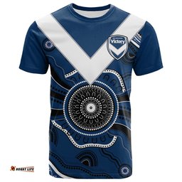 custom text and number melbourne victory football t shirt indigenous style