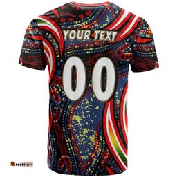 nrlw roosters rugby t shirt custom womens rugby league with aboriginal style player and number t shirtAmazing Aussie