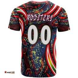 nrlw roosters rugby t shirt custom womens rugby league with aboriginal style player and number t shirtAmazing Aussie