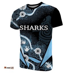 custom personalisedsharks aboriginal t shirt light blue