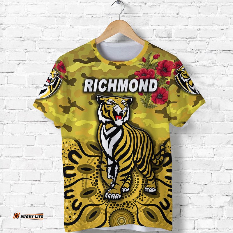 custom personalised richmond tigers anzac t shirt indigenous vibes yellow