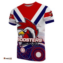 roosters t shirt aboriginal white style