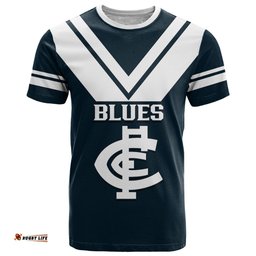 carlton football 2023 t shirt go blues navy simple style