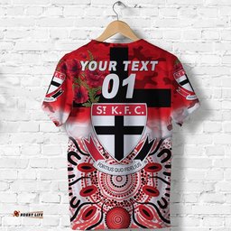 custom personalised st kilda saints anzac t shirt indigenous vibes