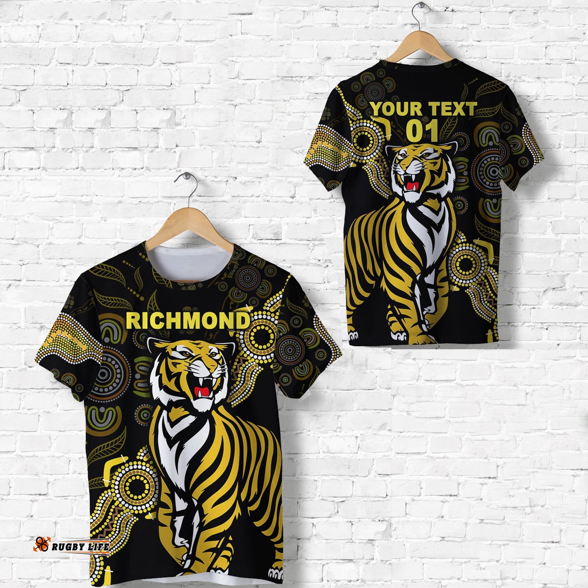 custom personalised richmond tigers t shirt simple indigenous custom text and number