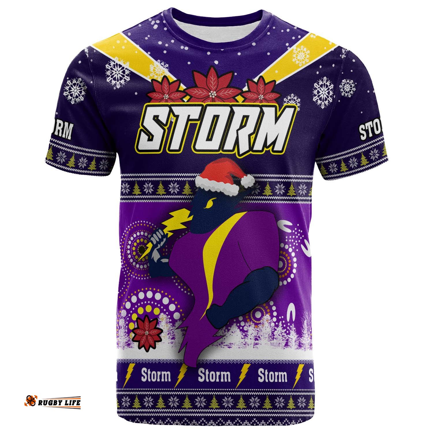 storm rugby christmas t shirt custom storm ugly christmas and aboriginal patterns t shirt