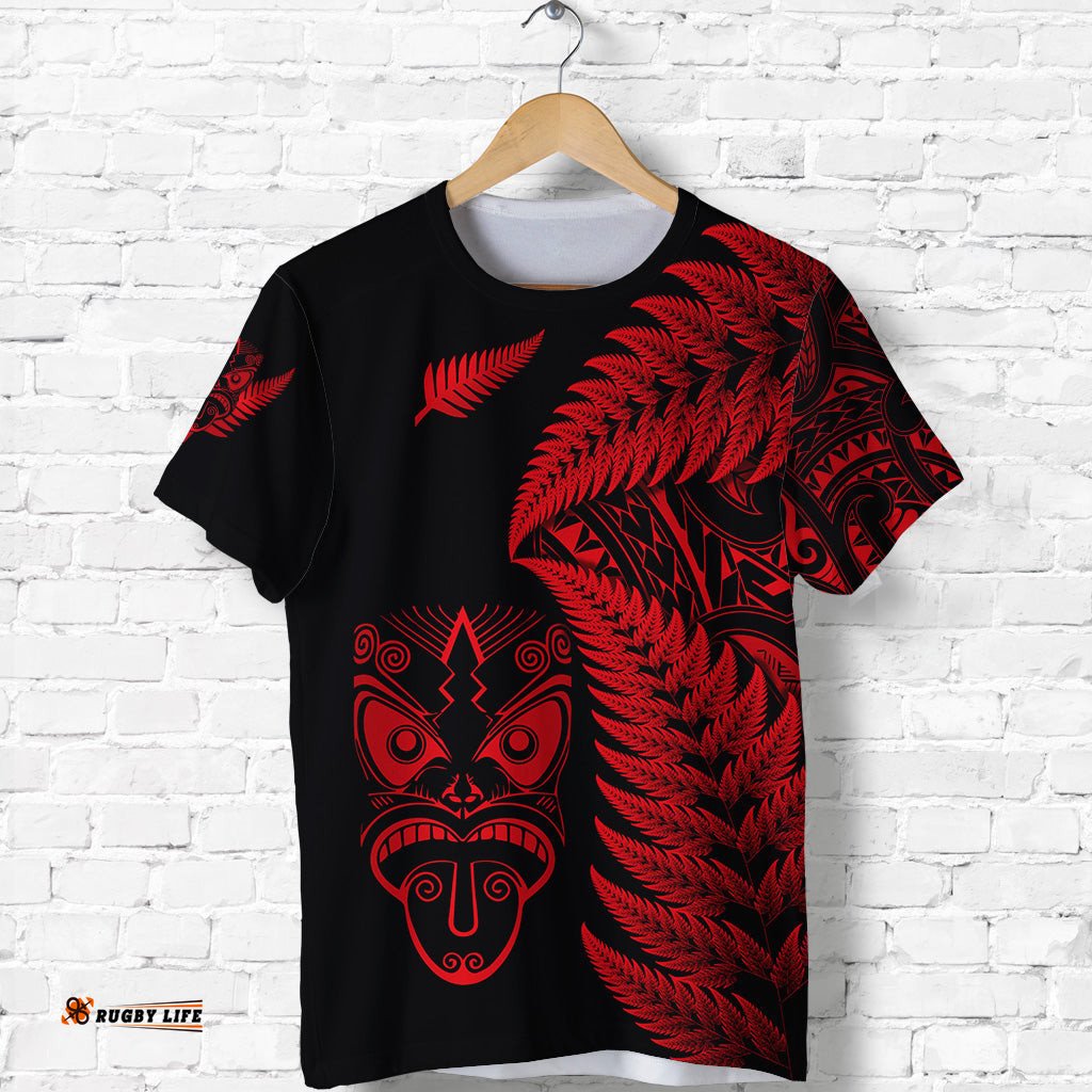 new zealand haka rugby maori t shirt silver fern vibes red