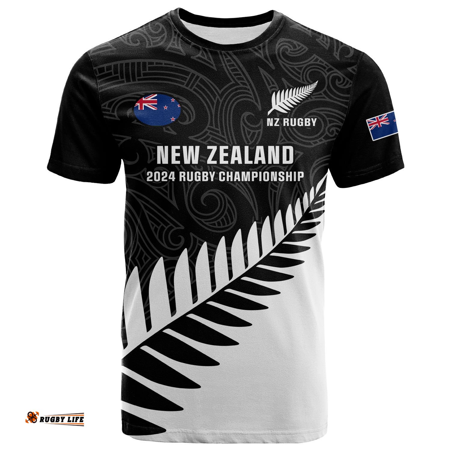 new zealand silver fern rugby t shirt all black 2023 go champions maori pattern