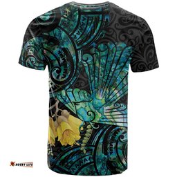 new zealand fantail bird t shirt maori piwakawaka kowhai paua shell pattern