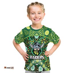 raiders rugby t shirt boomerang indigenous dots