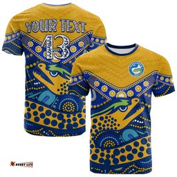 custom text and number eels rugby t shirt aboriginal and polynesia parramatta