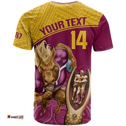 custom brisbane broncos rugby t shirt go champions 2023 mascot with polynesian indigenous art