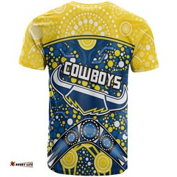 cowboys rugby t shirt boomerang indigenous dots