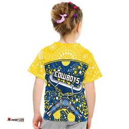 cowboys rugby t shirt boomerang indigenous dots