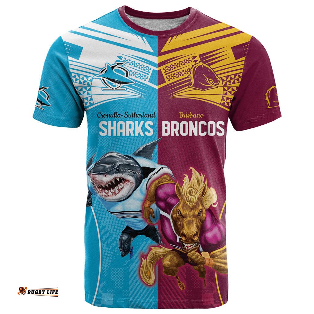 custom broncos and sharks t shirt sporty style
