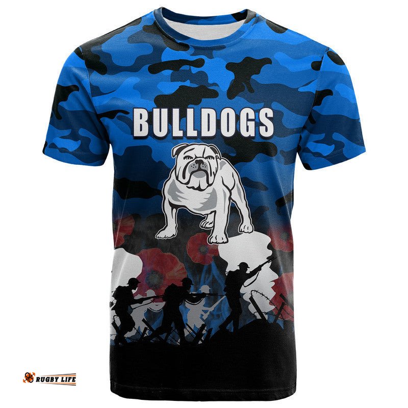 custom personalised nrl anzac day t shirt bulldogs army style