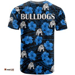 bulldogs rugby t shirt polynesian style with hibiscus
