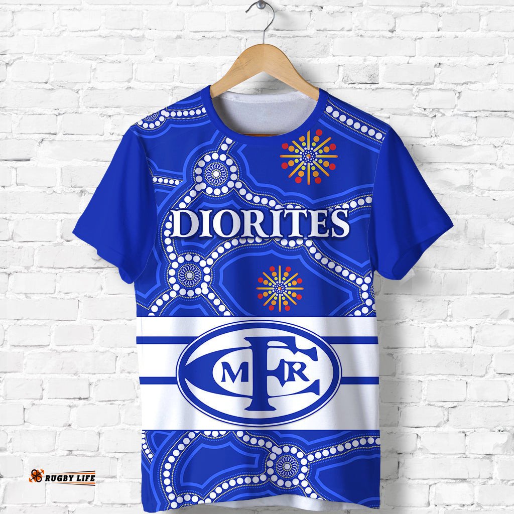 custom personalised mines rovers football club t shirt goldfields football indigenous diorites custom text and number