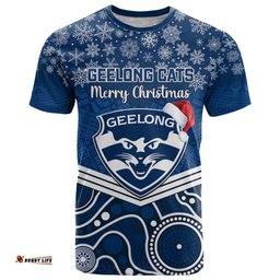 custom geelong football christmas t shirt merry xmas 2023 mix aboriginal art