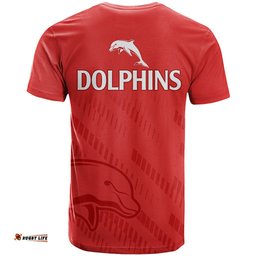 nrl dolphins rugby t shirt simple red style 2023