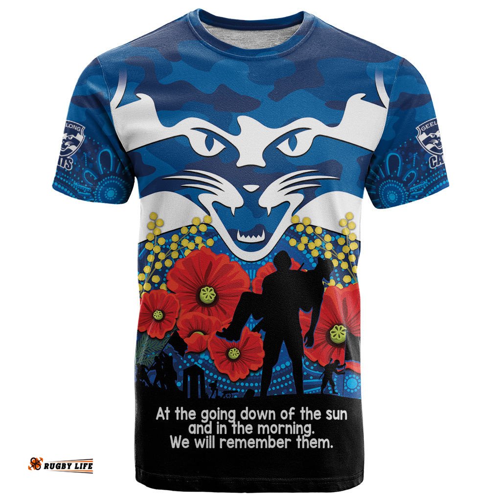 custom geelong football anzac t shirt gallipoli camouflage with poppies